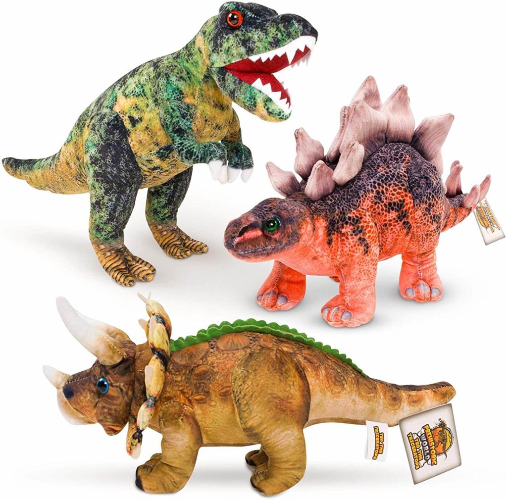Prehistoric World Set of 3 Jumbo Soft Toy Dinosaurs